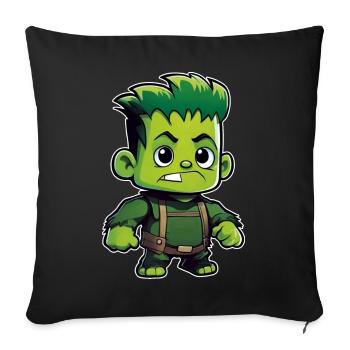 Cute green monster - Sofa pillowcase 17,3'' x 17,3'' (45 x 45 cm) - black - Front