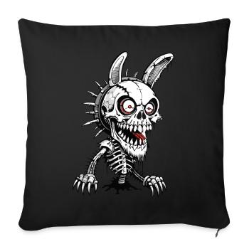 Crâne de lapin // Crâne Horror Bunny FS0039 - Housse de coussin décorative 45 x 45 cm - noir - Devant