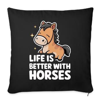 Horse Horse Riding Horse Riding Jumping - Sofa pillowcase 17,3'' x 17,3'' (45 x 45 cm) - black - Front