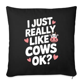 Éleveur de vaches Ferme Éleveur de vaches - Housse de coussin décorative 45 x 45 cm - noir - Devant