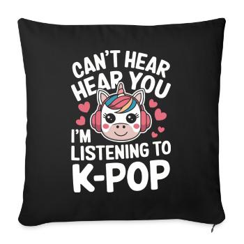 Musique K-Pop Pop Coréenne - Housse de coussin décorative 45 x 45 cm - noir - Devant