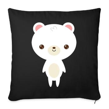 Ours polaire mignon - Housse de coussin décorative 45 x 45 cm - noir - Devant