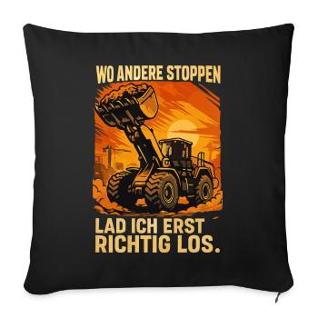 Chargeuse sur pneus - Housse de coussin décorative 45 x 45 cm - noir - Devant