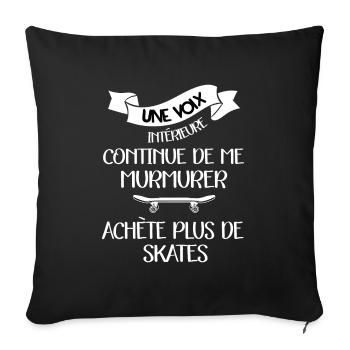 Une voix intérieure t-shirt skateboard homme - Housse de coussin décorative 45 x 45 cm - noir - Devant