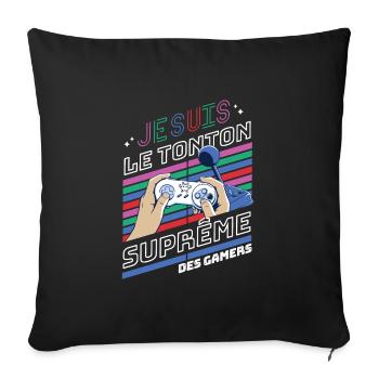 Je suis le tonton suprême des gamers t-shirt - Housse de coussin décorative 45 x 45 cm - noir - Devant