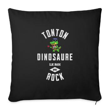 Tonton Dinosaure le roi du rock musicien t-shirt - Housse de coussin décorative 45 x 45 cm - noir - Devant