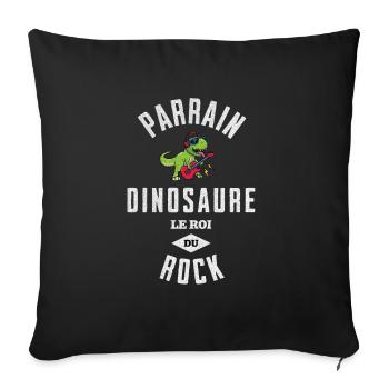Parrain Dinosaure le roi du rock t-shirt baptème - Housse de coussin décorative 45 x 45 cm - noir - Devant