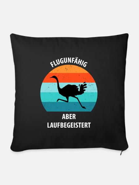 Strauß Ostrich Vogel Strauß Ornithologie - Sofakissenbezug 45 x 45 cm - Schwarz
