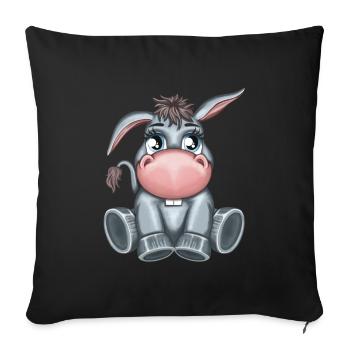 Dessin animé mignon âne animal amoureux illustration - Housse de coussin décorative 45 x 45 cm - noir - Devant