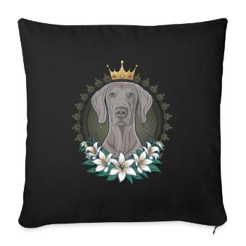 Weimaraner dog with crown and beautiful lilies - Sofa pillowcase 17,3'' x 17,3'' (45 x 45 cm) - black - Front
