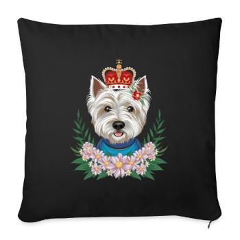 Süßér West Highland White Terrier mit Krone - Sofakissenbezug 45 x 45 cm - Schwarz - Vorne