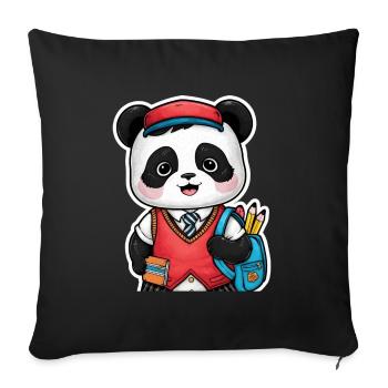 Kawaii panda wearing traditional school uniform - Sofa pillowcase 17,3'' x 17,3'' (45 x 45 cm) - black - Front
