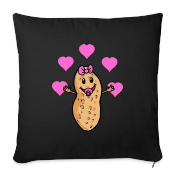 Warm Peanut Baby Parents Grandparents Drawing - Sofa pillowcase 17,3'' x 17,3'' (45 x 45 cm) - black - Front