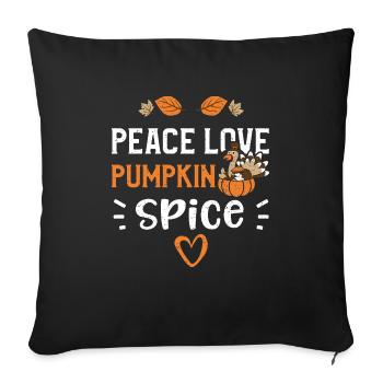 Peace Love Pumpkin Spice - Housse de coussin décorative 45 x 45 cm - noir - Devant