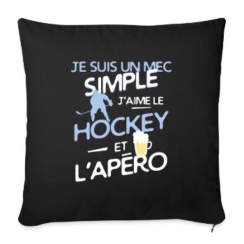 Hockey sur glace - un mec simple - Housse de coussin décorative 45 x 45 cm - noir - Devant