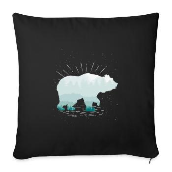 Ours forêt brun ours zoo zoo prédateur cadeau - Housse de coussin décorative 45 x 45 cm - noir - Devant