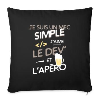Développeur - un mec simple - Housse de coussin décorative 45 x 45 cm - noir - Devant