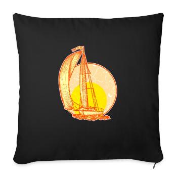 Voilier voilier voilier - Housse de coussin décorative 45 x 45 cm - noir - Devant