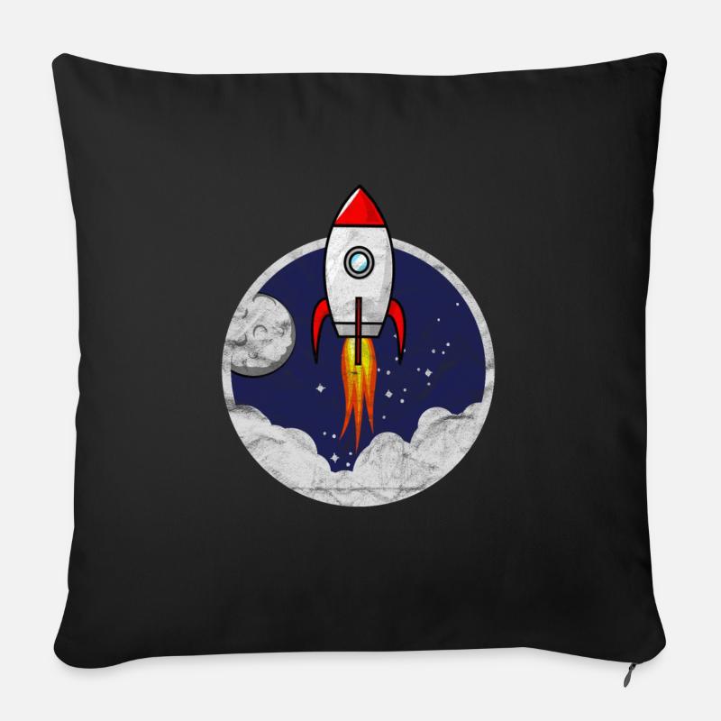 Space Shuttle Kleine Rakete für Kinder Grunge - Sofakissenbezug 45 x 45 cm - Schwarz