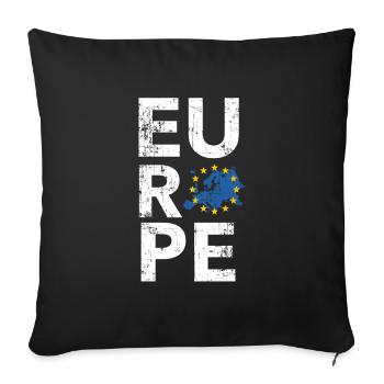 Europe UE Union européenne Carte d'étoiles Grunge - Housse de coussin décorative 45 x 45 cm - noir - Devant