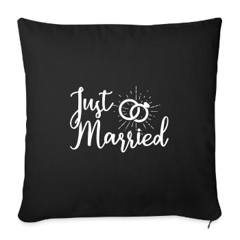 Just Married, a newly married wedding - Sofa pillowcase 17,3'' x 17,3'' (45 x 45 cm) - black - Front