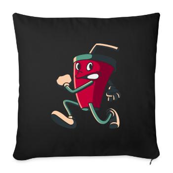 Boisson courante, cadeau boisson cola limonade - Housse de coussin décorative 45 x 45 cm - noir - Devant
