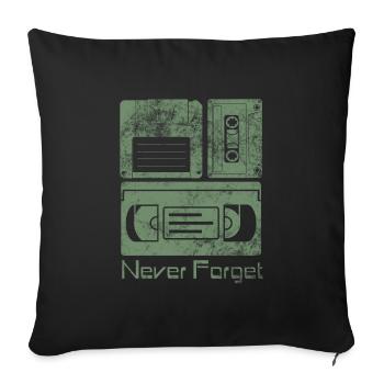 Never Forget Funny Floppy Disk VHS TAPE 80er 90er - Sofakissenbezug 45 x 45 cm - Schwarz - Vorne