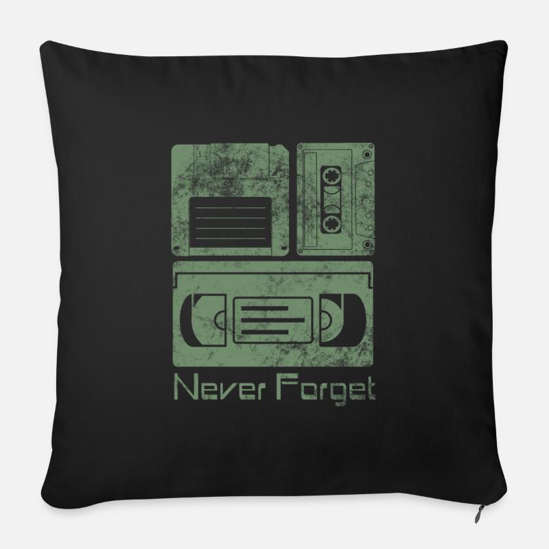 Never Forget Funny Floppy Disk VHS TAPE 80er 90er - Sofakissenbezug 45 x 45 cm - Schwarz
