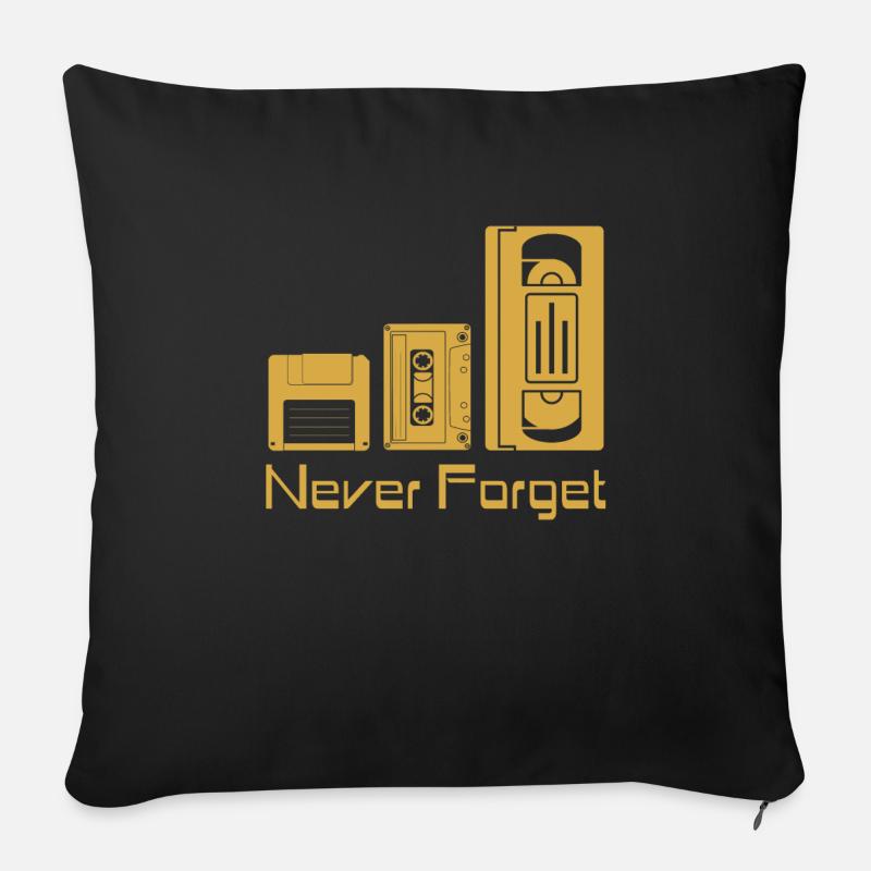 Never Forget Datenträger VHS Floppy Disc Kassette - Sofakissenbezug 45 x 45 cm - Schwarz