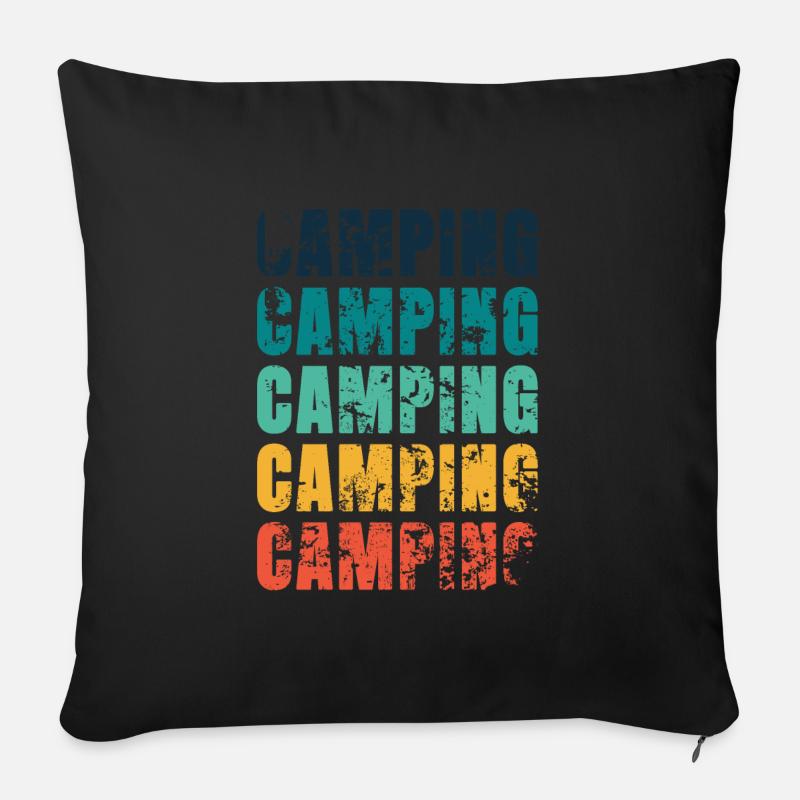 CAMPING Camping Camping Camping - Sofakissenbezug 45 x 45 cm - Schwarz