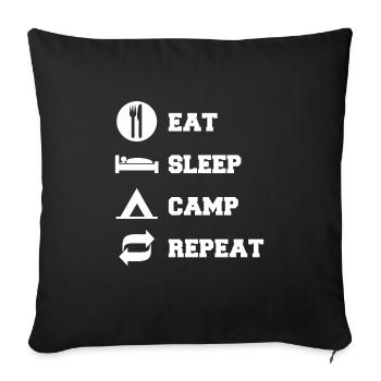 Eat Sleep Camp Repeat Funny Camping - Sofa pillowcase 17,3'' x 17,3'' (45 x 45 cm) - black - Front