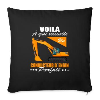 Conducteur d´engin Shirt • Parfait - Housse de coussin décorative 45 x 45 cm - noir - Devant