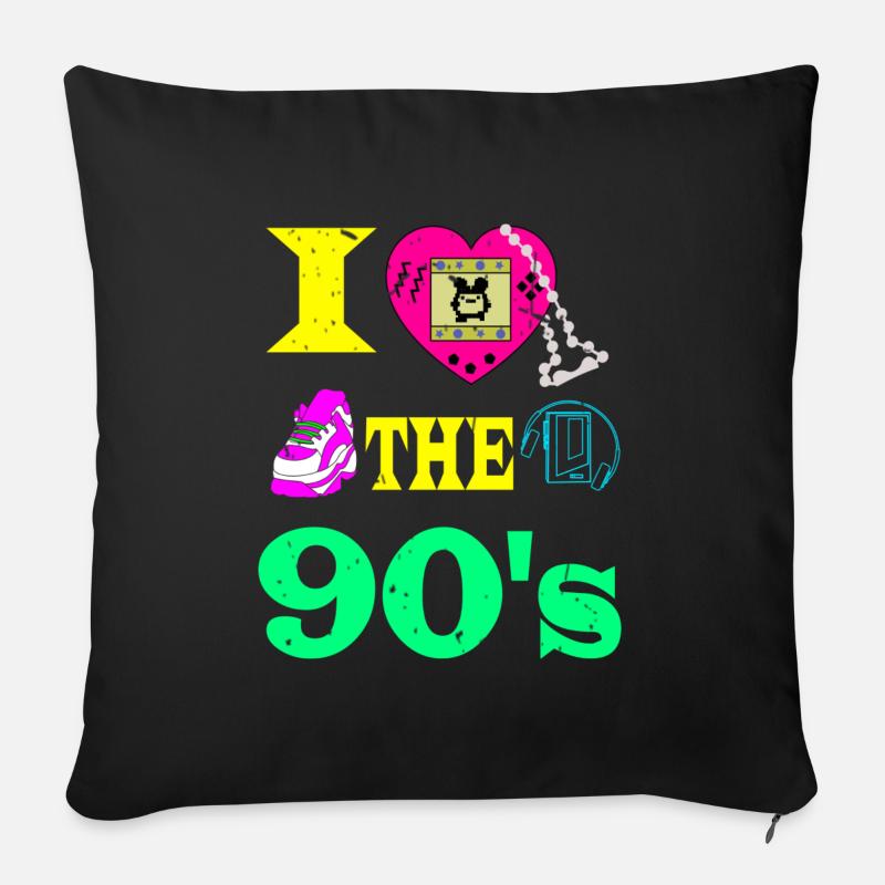 I love the 90s 90er Jahre Geschenk Geburtstag - Sofakissenbezug 45 x 45 cm - Schwarz