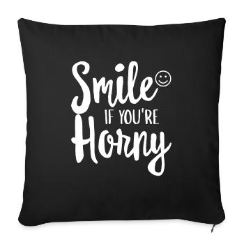 Rires si vous êtes excitée et sexy émoticône - Housse de coussin décorative 45 x 45 cm - noir - Devant