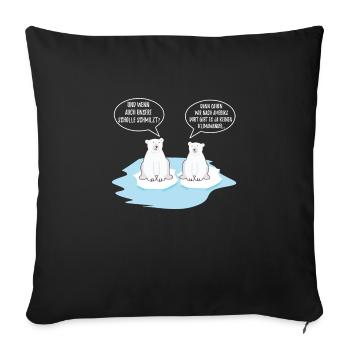 Climate Change Polar Bear Penguin Saying Melting - Sofa pillowcase 17,3'' x 17,3'' (45 x 45 cm) - black - Front