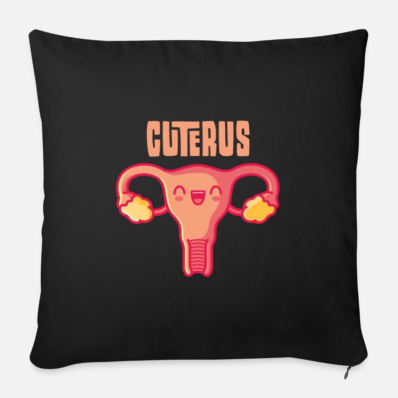 Utérus enceinte - Housse de coussin décorative 45 x 45 cm - noir