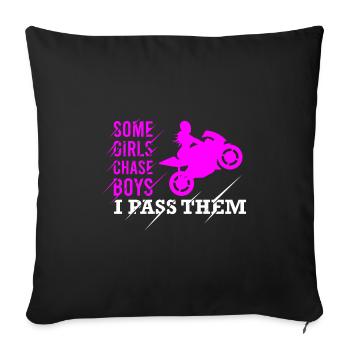 Motorcycle Girl, motorsport gift - Sofa pillowcase 17,3'' x 17,3'' (45 x 45 cm) - black - Front