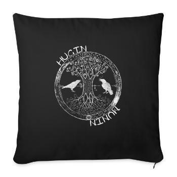 Nordic wisdom Hugin and Munin in the tree of life - Sofa pillowcase 17,3'' x 17,3'' (45 x 45 cm) - black - Front