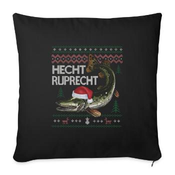 Weihnachtlicher Hecht Ruprecht Angler Humor - Sofakissenbezug 45 x 45 cm - Schwarz - Vorne