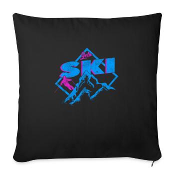 Skiing Skiing Skiing Skiing Skiing - Sofa pillowcase 17,3'' x 17,3'' (45 x 45 cm) - black - Front
