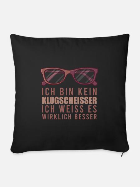 Klugscheisser Geschenk, nerd besserwisser brille - Sofakissenbezug 45 x 45 cm - Schwarz