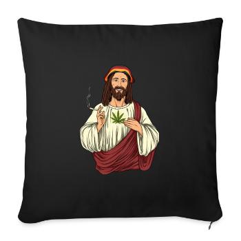 Kiffer Jesus raucht Cannabis - Heilige Pflanze - Sofakissenbezug 45 x 45 cm - Schwarz - Vorne