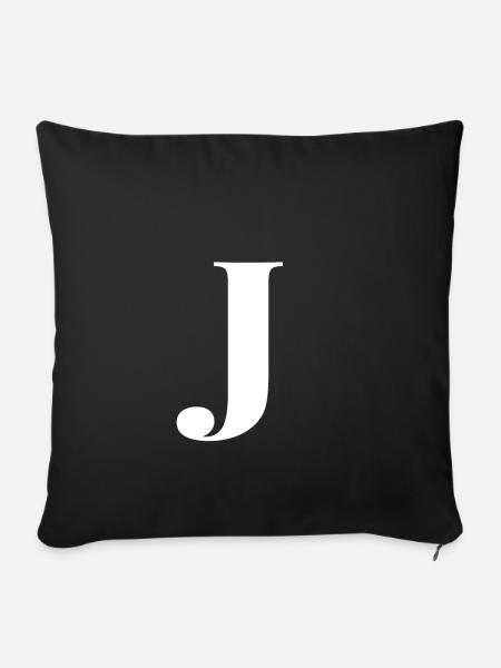 J Letter - Sofakissenbezug 45 x 45 cm - Schwarz