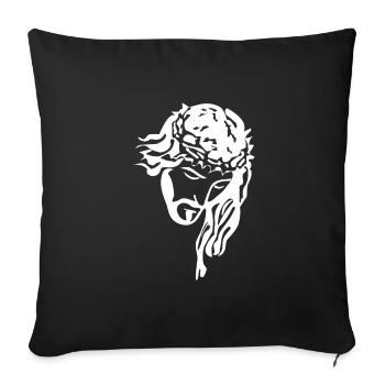 Jésus avec chapelet silhouette blanc - Housse de coussin décorative 45 x 45 cm - noir - Devant