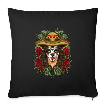 La Calavera Catrina - Lady of the Dead - Sofa pillowcase 17,3'' x 17,3'' (45 x 45 cm) - black - Front