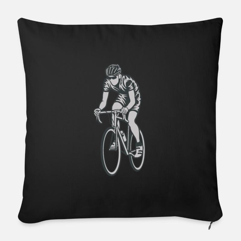 Vélo cycliste Vélo de route - Housse de coussin décorative 45 x 45 cm - noir