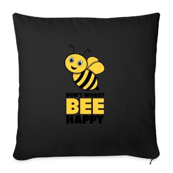 Ne vous inquiétez pas, BEE Happy - petite abeille - Housse de coussin décorative 45 x 45 cm - noir - Devant