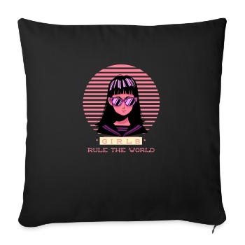 FILLES RÈGLE LE MONDE - Housse de coussin décorative 45 x 45 cm - noir - Devant