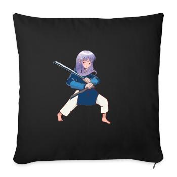 Épéiste manga - Housse de coussin décorative 45 x 45 cm - noir - Devant