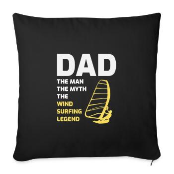 Papa de planche à voile cadeau de fête des pères de planche à voile - Housse de coussin décorative 45 x 45 cm - noir - Devant